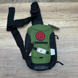 Bioworld Naruto Shippuden Sling Bag Black Green Unisex Hot Topic Zip Pockets NWT